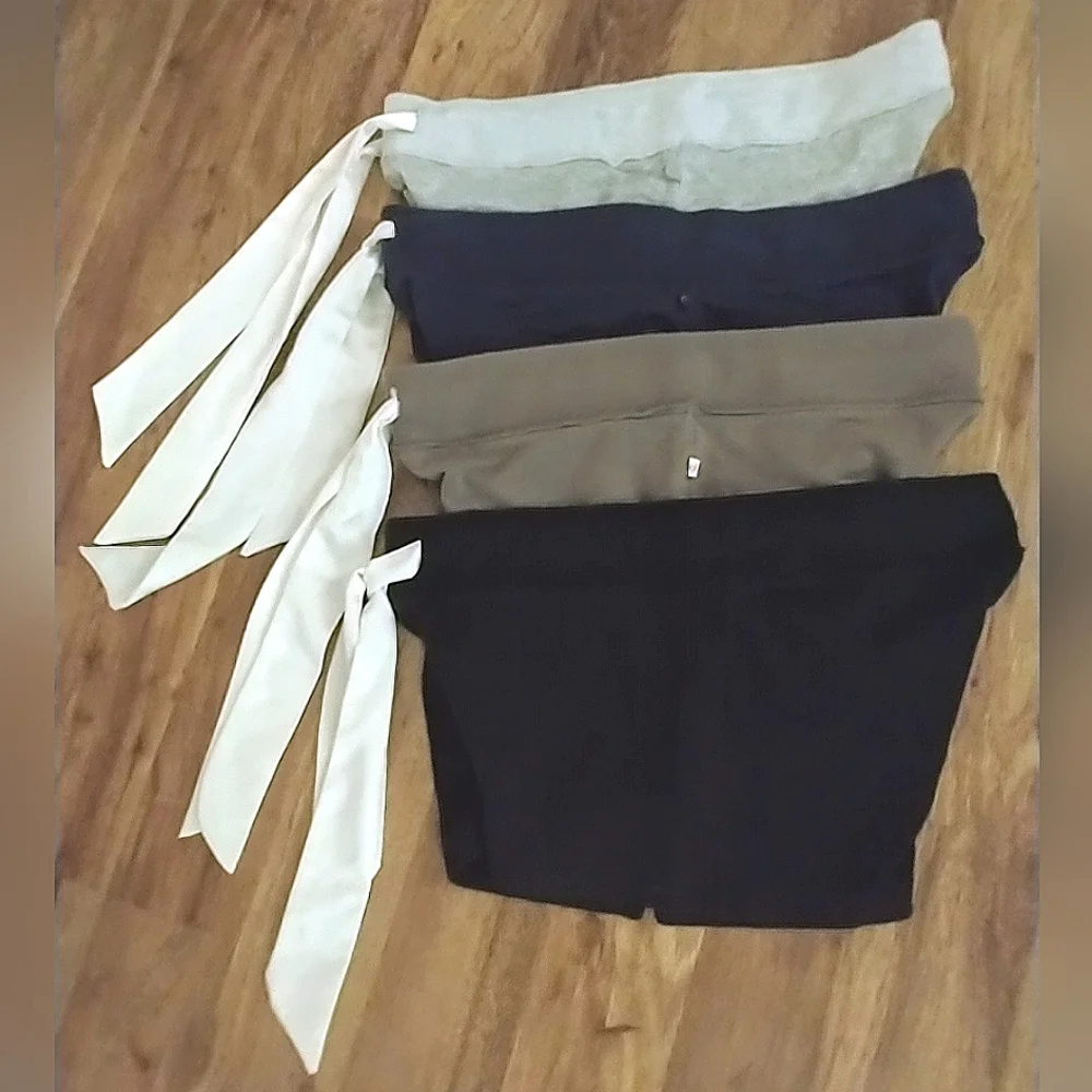 Low Rise Short Shorts Yoga/ Athletic Adjustable White Satin Bow - Picture 3 of 16